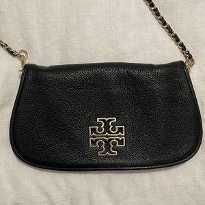 TORY BURCH Britton authentic crossbody bag in Black and gold